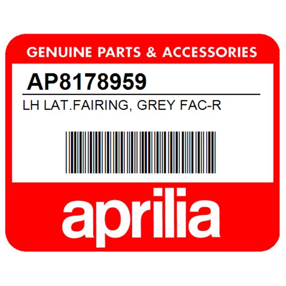 Aprilia AP8178959 Lh Lat.Fairing, Grey Fac-R