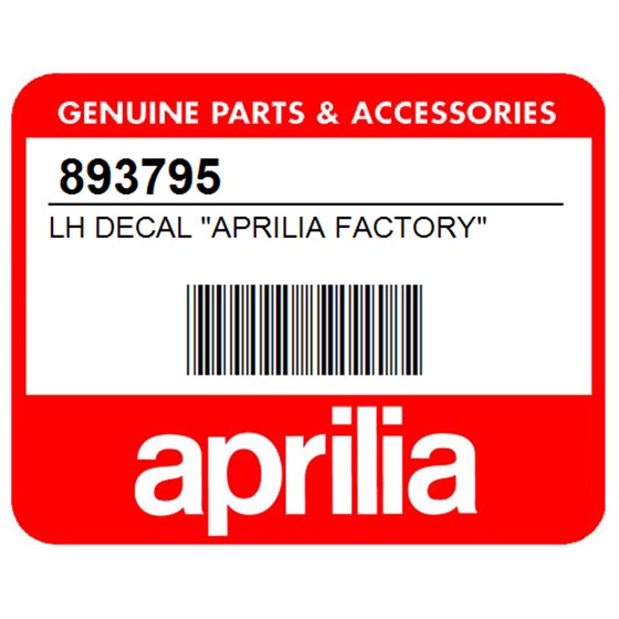 Aprilia 893795 Lh Decal "Aprilia Factory"