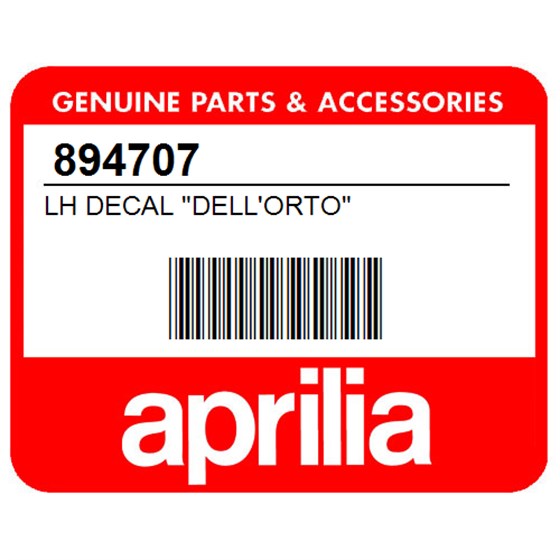 Aprilia 894707 Lh Decal "Dell'orto"