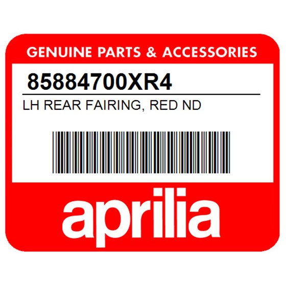 Aprilia 85884700XR4 Lh Rear Fairing, Red Nd
