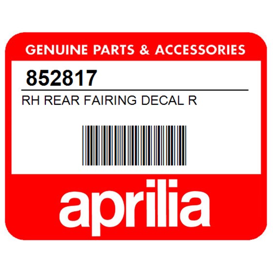 Aprilia 852817 Rh Rear Fairing Decal R