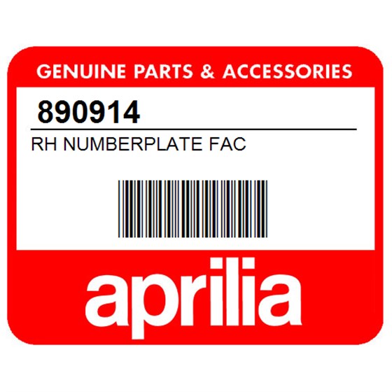 Aprilia 890914 Rh Numberplate Fac