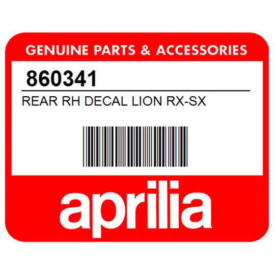 Aprilia 860341 Rear Rh Decal Lion Rx-Sx