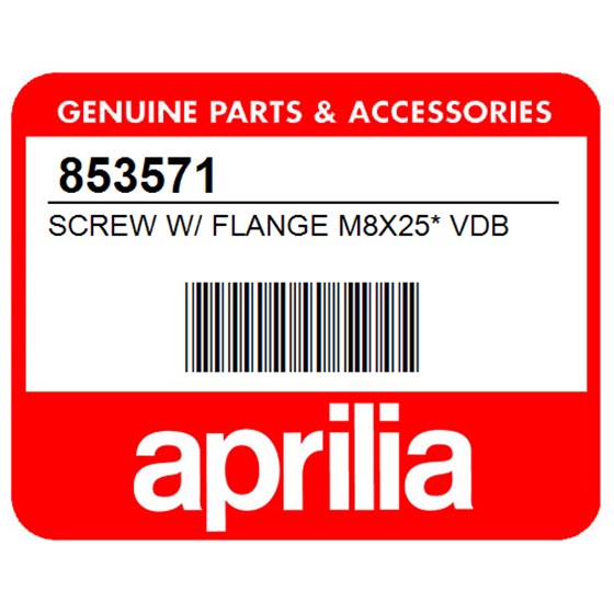 Aprilia 853571 Screw W/ Flange M8x25* Vdb