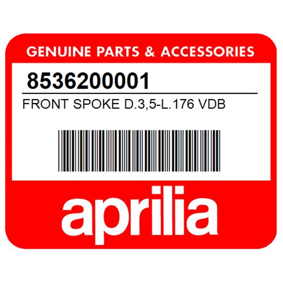 Aprilia 8536200001 Front Spoke D.3,5-L.176 Vdb
