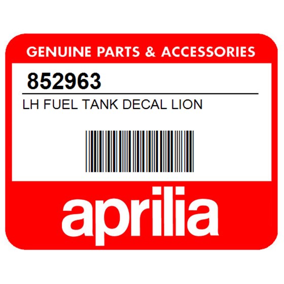 Aprilia 852963 Lh Fuel Tank Decal Lion