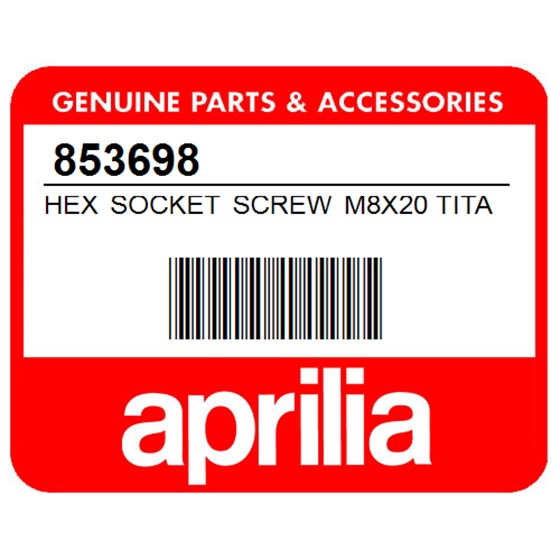 Aprilia 853698 Hex Socket Screw M8x20 Titan Vdb