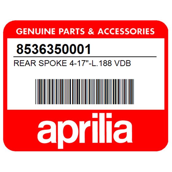 Aprilia 8536350001 Rear Spoke 4-17"-L.188 Vdb