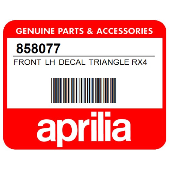 Aprilia 858077 Front Lh Decal Triangle Rx45-Rx55