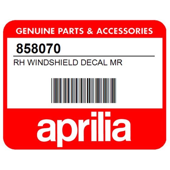 Aprilia 858070 Rh Windshield Decal Mr