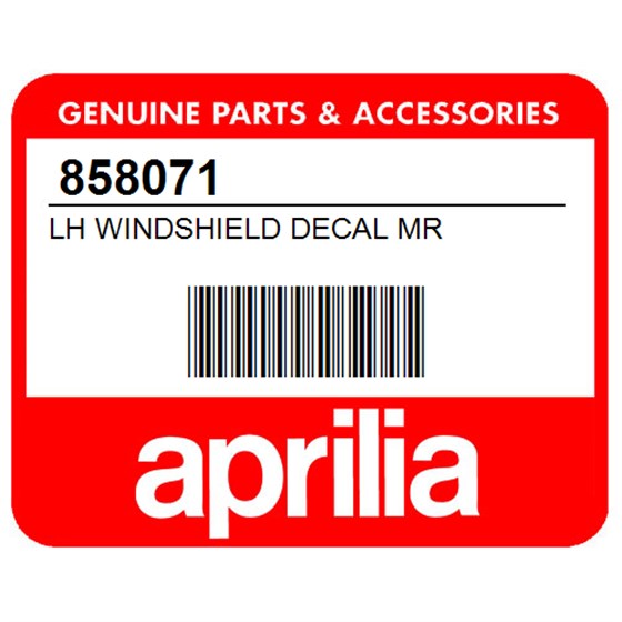 Aprilia 858071 Lh Windshield Decal Mr