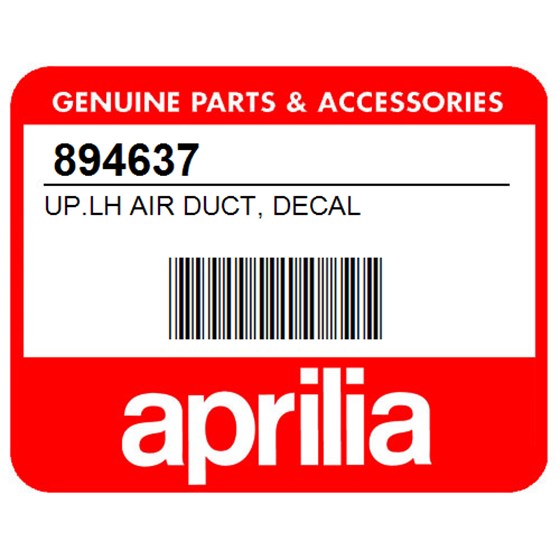 Aprilia 894637 Up.Lh Air Duct, Decal