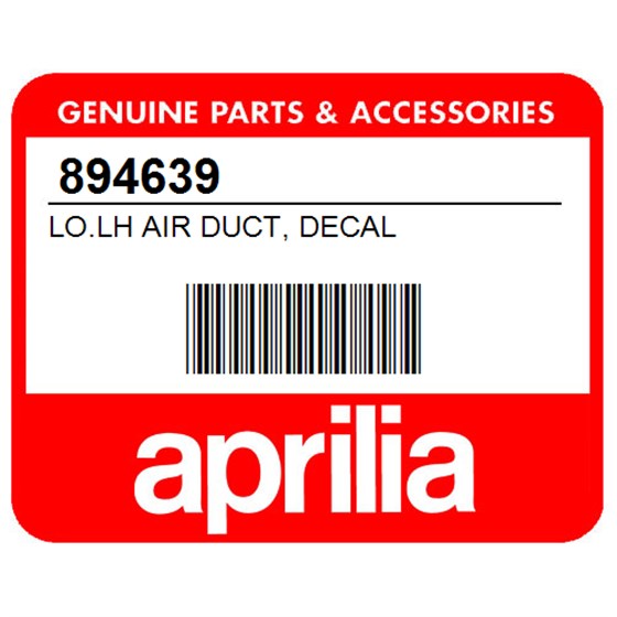 Aprilia 894639 Lo.Lh Air Duct, Decal