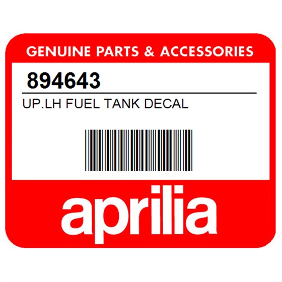 Aprilia 894643 Up.Lh Fuel Tank Decal