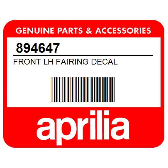 Aprilia 894647 Front Lh Fairing Decal
