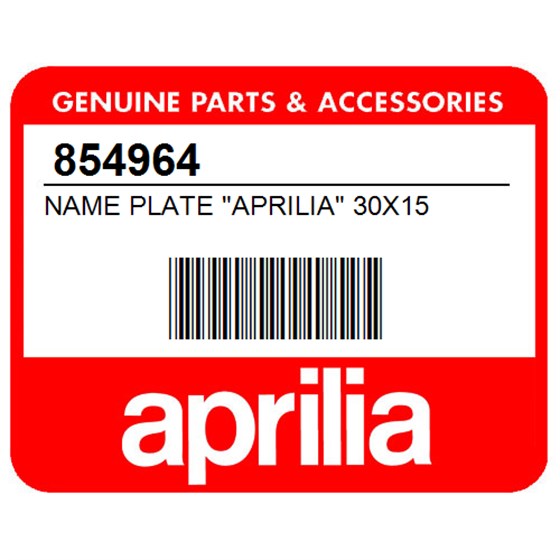 Aprilia 854964 Name Plate "Aprilia" 30X15