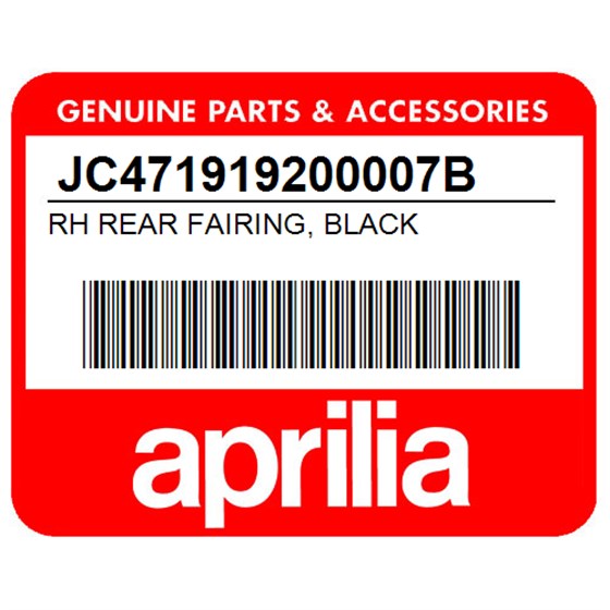 Aprilia JC471919200007B Rh Rear Fairing, Black