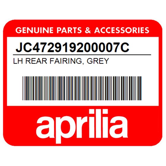 Aprilia JC472919200007C Lh Rear Fairing, Grey
