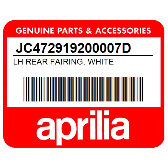 Aprilia JC472919200007D Lh Rear Fairing, White