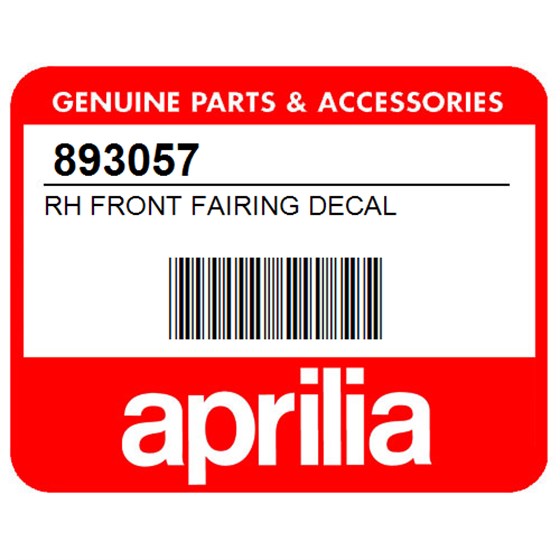 Aprilia 893057 Rh Front Fairing Decal