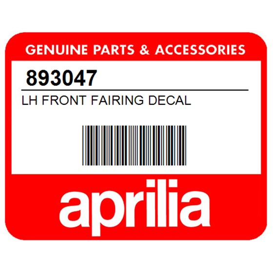 Aprilia 893047 Lh Front Fairing Decal