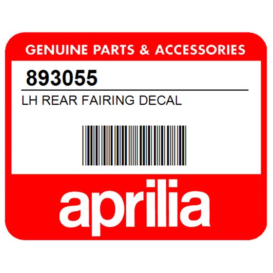 Aprilia 893055 Lh Rear Fairing Decal