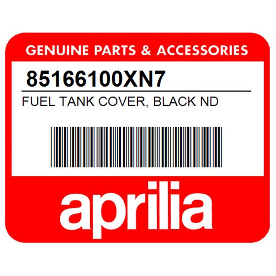 Aprilia 85166100XN7 Fuel Tank Cover, Black Nd