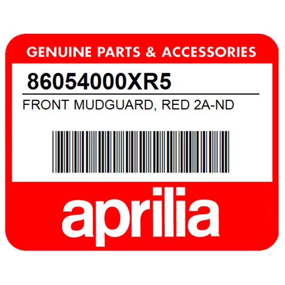 Aprilia 86054000XR5 Front Mudguard, Red 2A-Nd