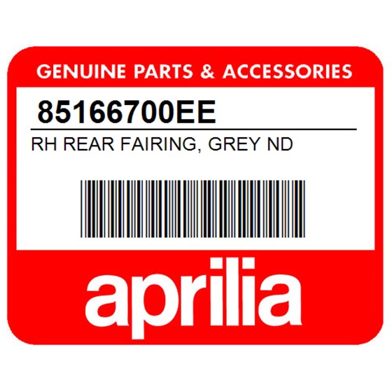 Aprilia 85166700EE Rh Rear Fairing, Grey Nd
