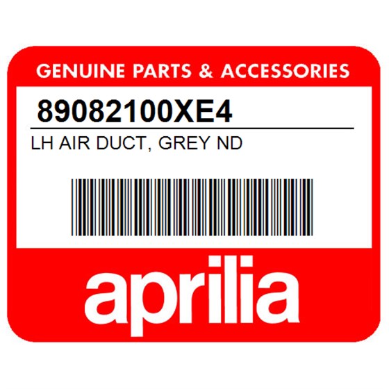 Aprilia 89082100XE4 Lh Air Duct, Grey Nd