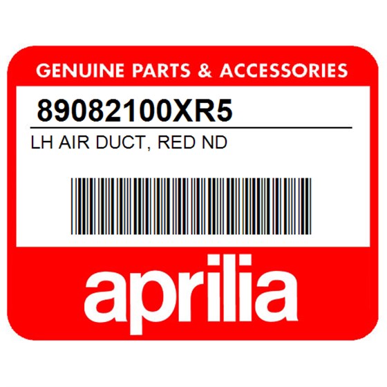 Aprilia 89082100XR5 Lh Air Duct, Red Nd