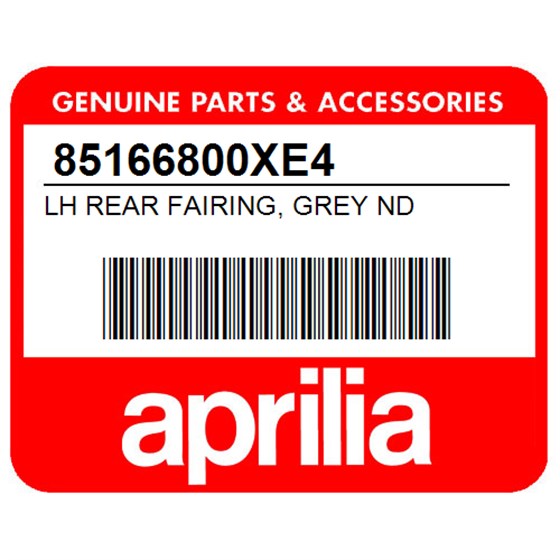 Aprilia 85166800XE4 Lh Rear Fairing, Grey Nd