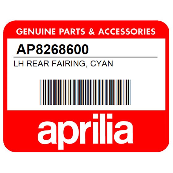 Aprilia AP8268600 Lh Rear Fairing, Cyan