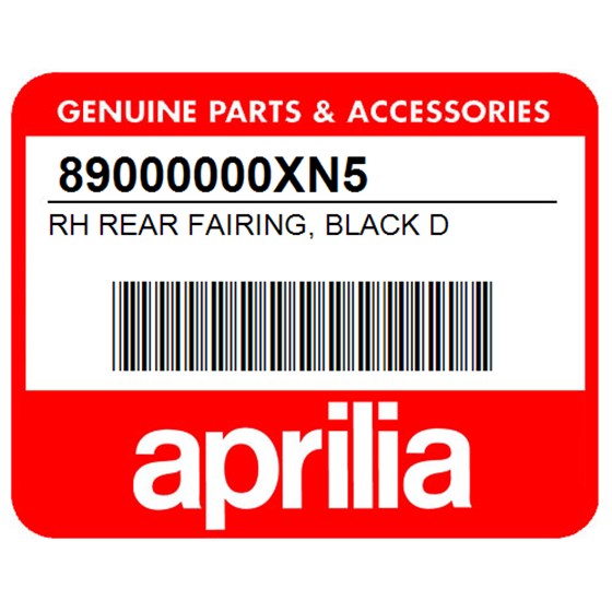 Aprilia 89000000XN5 Rh Rear Fairing, Black D