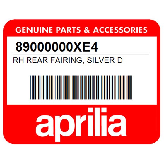 Aprilia 89000000XE4 Rh Rear Fairing, Silver D
