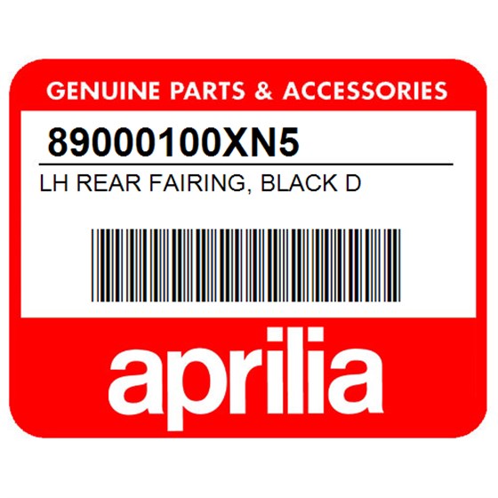 Aprilia 89000100XN5 Lh Rear Fairing, Black D