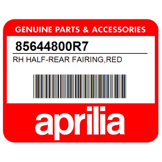 Aprilia 85644800R7 Rh Half-Rear Fairing,Red