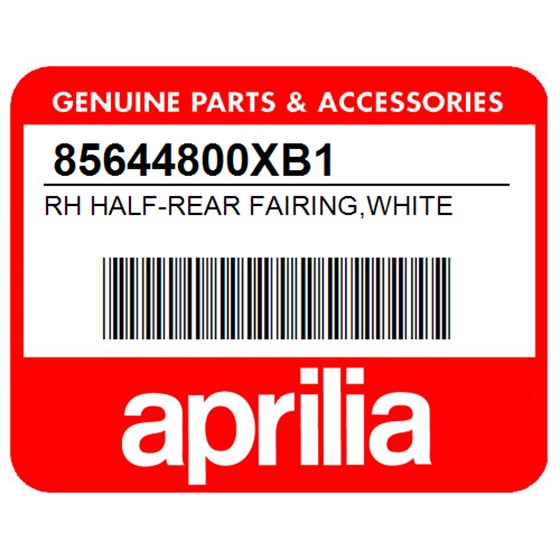 Aprilia 85644800XB1 Rh Half-Rear Fairing,White