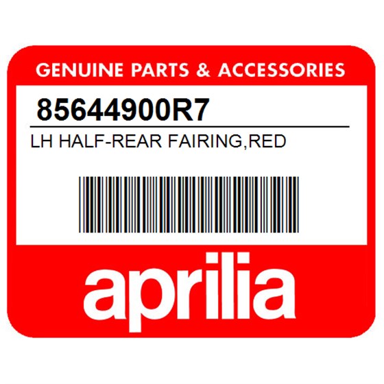 Aprilia 85644900R7 Lh Half-Rear Fairing,Red