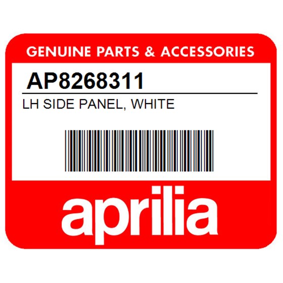 Aprilia AP8268311 Lh Side Panel, White