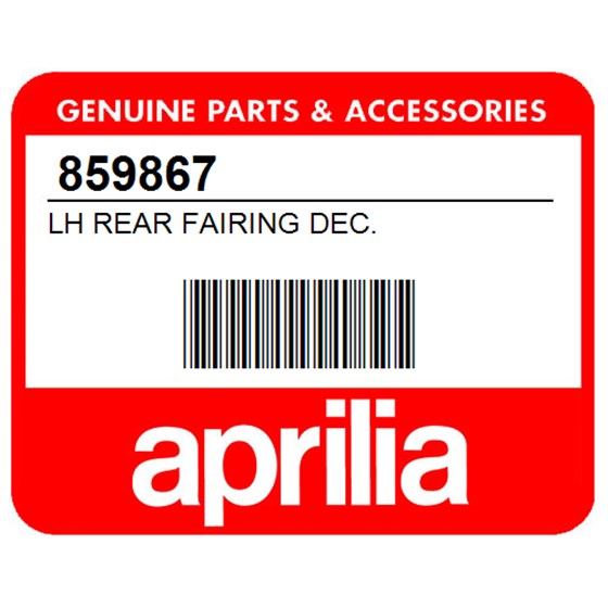 Aprilia 859867 Lh Rear Fairing Dec.