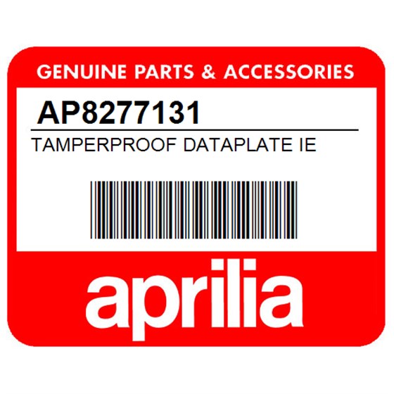 Aprilia AP8277131 Tamperproof Dataplate Ie
