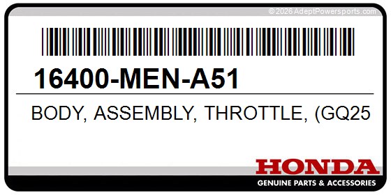 Honda 16400-MEN-A51 Body, Assembly, Throttle, (Gq25a, A)