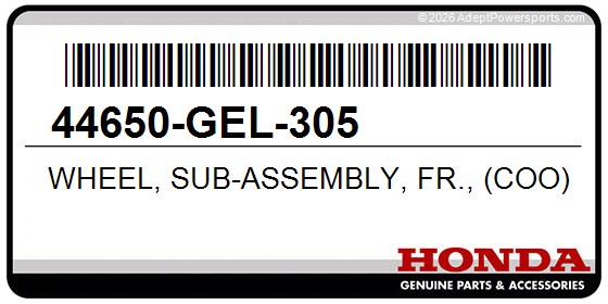 Honda 44650-GEL-305 Wheel, Sub-Assembly, Fr., (Coo)