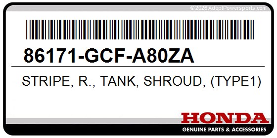 Honda 86171-GCF-A80ZA Stripe, R., Tank, Shroud, (Type1)