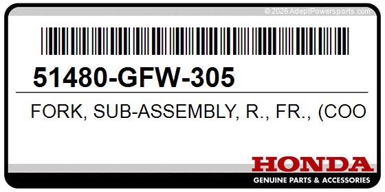 Honda 51480-GFW-305 Fork, Sub-Assembly, R., Fr., (Coo), (Showa)