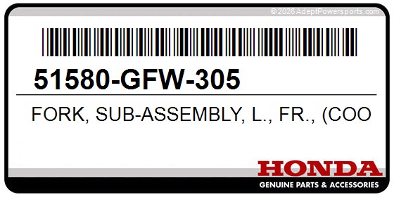 Honda 51580-GFW-305 Fork, Sub-Assembly, L., Fr., (Coo), (Showa)