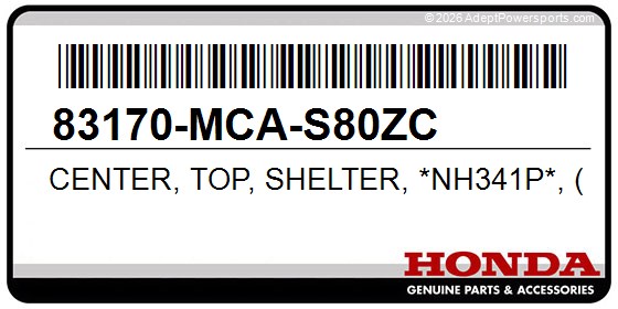Honda 83170-MCA-S80ZC Center, Top, Shelter, *Nh341p*, (Pearl, Fadeless, White)