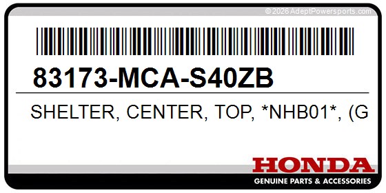 Honda 83173-MCA-S40ZB Shelter, Center, Top, *Nhb01*, (Graphite, Black)