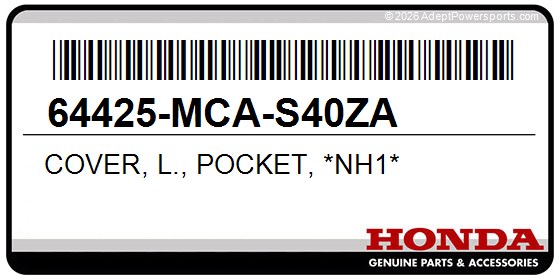 Honda 64425-MCA-S40ZA Cover, L., Pocket, *Nh1*